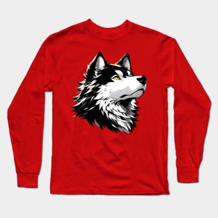 Stunning and Cool Karelian Bear Dog Monochrome and Gold Portrait for Father's Day Long Sleeve T-Shirt